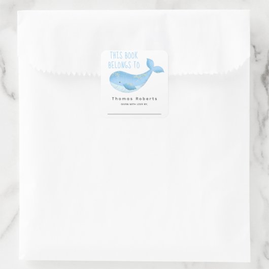 水の色 – 航海のベビーシャワー蔵書票 スクエアシール (バッグ)