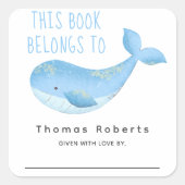 水の色 – 航海のベビーシャワー蔵書票 スクエアシール (正面)