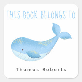 水の色 – 航海のベビーシャワー蔵書票 スクエアシール