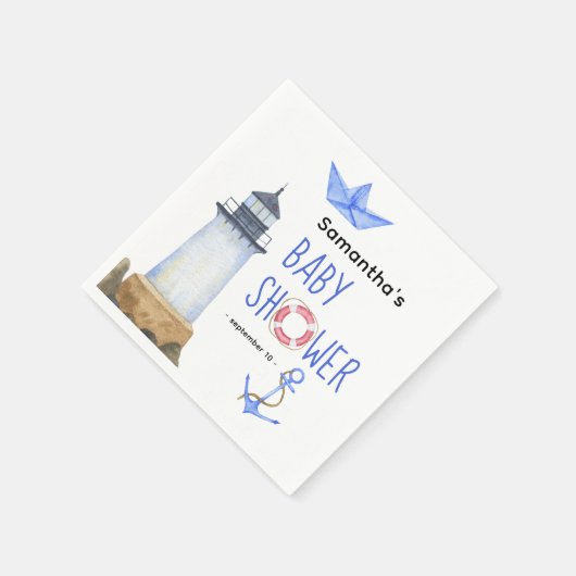 水の色 – 航海のベビーシャワー スタンダードカクテルナプキン (角)