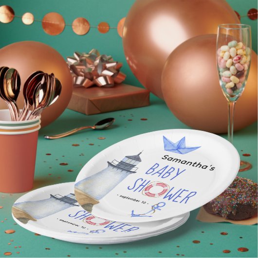 水の色 – 航海のベビーシャワー ペーパープレート (複数)