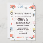 水の色"2高速"レースカー誕生日招待状 招待状 (正面)