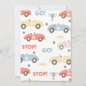 水の色"2高速"レースカー誕生日招待状 招待状 (裏面)