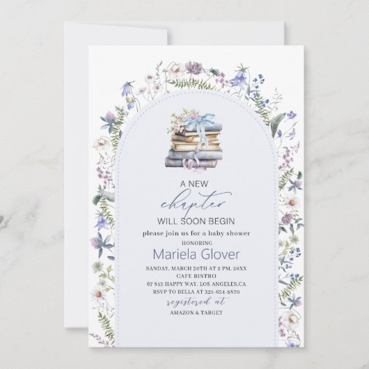水の色A新しいチャプター開始ベイビーシャワー 招待状 (正面)