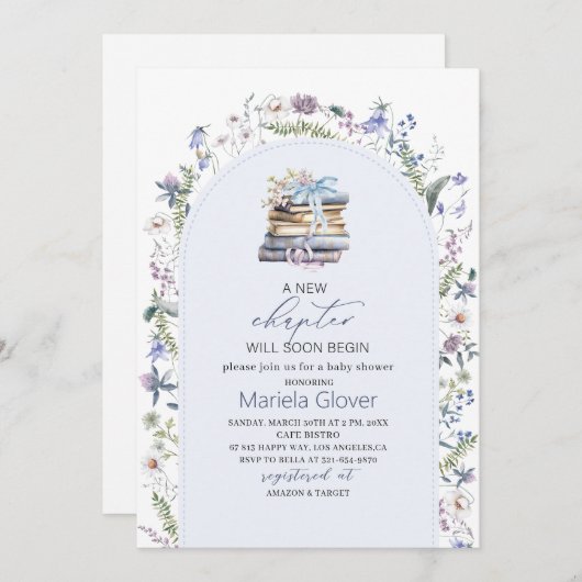 水の色A新しいチャプター開始ベイビーシャワー 招待状 (正面/裏面)