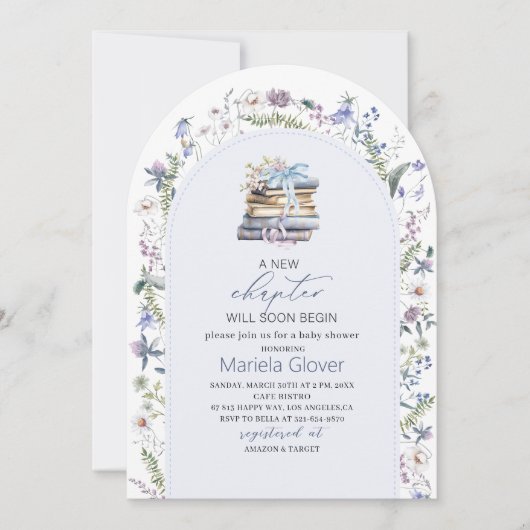 水の色A新しいチャプター開始ベイビーシャワー 招待状 (正面)