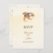 水の色acornsオーク離れ秋の結婚式rsvp インビテーションポストカード (正面/裏面)