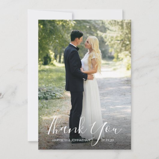 水の色Anemoneスクリプトありがとうフォトカード サンキューカード (正面)