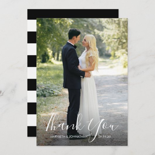 水の色Anemoneスクリプトありがとうフォトカード サンキューカード (正面/裏面)