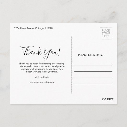 水の色Anemoneスクリプトありがとう写真はがき ポストカード (裏面)