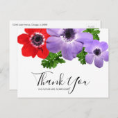 水の色Anemoneフローラありがとうはがき ポストカード (正面/裏面)