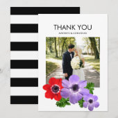 水の色Anemoneフローラありがとうフォトカード サンキューカード (正面/裏面)