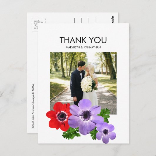 水の色Anemoneフローラありがとう写真はがき ポストカード (正面/裏面)