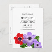 水の色Anemoneフローラ日付はがきを保存 案内ポストカード (正面/裏面)