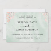 水の色Anthuriumフローラ日付カードを保存 セーブザデート (裏面)