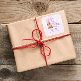 水の色Bearly待ち赤ちゃんシャワー スクエアシール