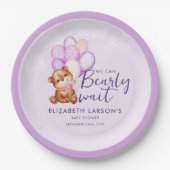 水の色Bearly待ち赤ちゃんシャワー ペーパープレート (正面)