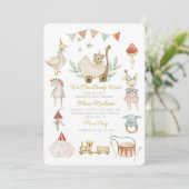 水の色bearly待つかわいい玩具ベビーシャワー 招待状 (スタンド正面)