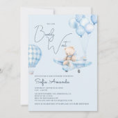 水の色Bearly待機飛行機ベビーシャワー 招待状 (正面)