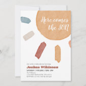 水の色bohoここ来に息子の赤ちゃんシャワー 招待状 (正面)