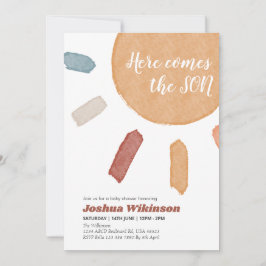 水の色bohoここ来に息子の赤ちゃんシャワー 招待状