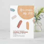 水の色bohoここ来に息子の赤ちゃんシャワー 招待状 (スタンド正面)