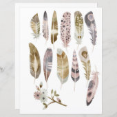 水の色bohoの羽を切り取り、コラージュ (正面/裏面)