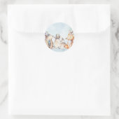 水の色Bohoクマ動物素朴赤ちゃんシャワー ラウンドシール (バッグ)