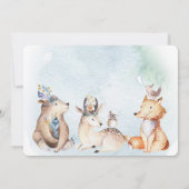 水の色Bohoクマ動物素朴赤ちゃんシャワー 招待状 (裏面)