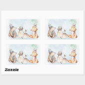 水の色Bohoクマ動物素朴赤ちゃんシャワー 長方形シール (シート)