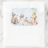 水の色Bohoクマ動物素朴赤ちゃんシャワー 長方形シール (バッグ)