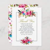 水の色Bohoシックフローラベビーシャワーありがとう サンキューカード (正面/裏面)