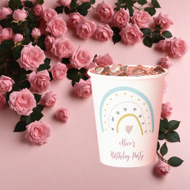 水の色bohoパステル虹の誕生日パーティー 紙コップ