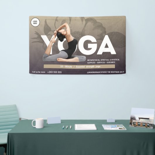 水の色bohoヨガ仲介インストラクターヒーラー 横断幕 (トレードショー)