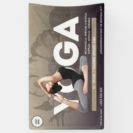 水の色bohoヨガ仲介インストラクターヒーラー 横断幕 (縦)