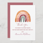 水の色Bohoレインボーベビーシャワーありがとう車 サンキューカード (正面/裏面)