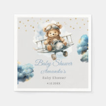 水の色boho teddyクマ青いベビーシャワー