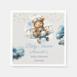 水の色boho teddyクマ青いベビーシャワー スタンダードカクテルナプキン