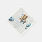 水の色boho teddyクマ青いベビーシャワー スタンダードカクテルナプキン (角)