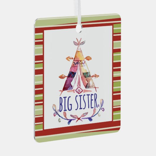 水の色Boho Teepeeビッグシスタークリスマス メタルオーナメント (正面右)