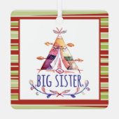 水の色Boho Teepeeビッグシスタークリスマス メタルオーナメント (裏面)