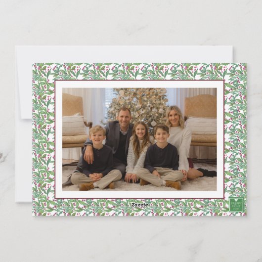 水の色Burgundyトピアリークリスマスフォト シーズンカード (裏面)