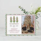 水の色Burgundyトピアリークリスマスフォト シーズンカード (スタンド正面)