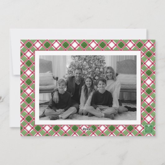 水の色Burgundy Plaidクリスマスツリーの写真 シーズンカード (裏面)