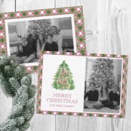 水の色Burgundy Plaidクリスマスツリーの写真 シーズンカード