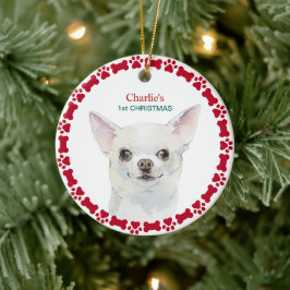 水の色Chihuahuaクリスマパーソナライズされたス セラミックオーナメント