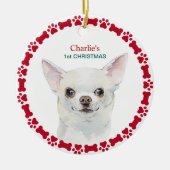 水の色Chihuahuaクリスマパーソナライズされたス セラミックオーナメント (正面)