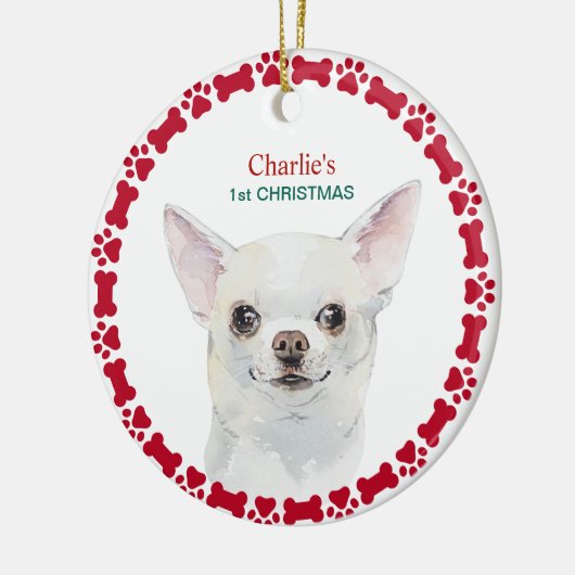 水の色Chihuahuaクリスマパーソナライズされたス セラミックオーナメント (左)