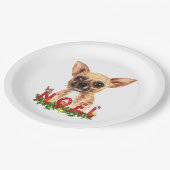 水の色Chihuahuaノールクリスマス ペーパープレート (アングル)