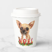 水の色Chihuahuaノールクリスマス 紙コップ (正面)